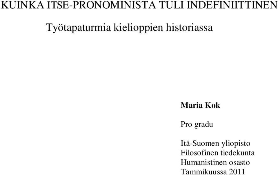 Kok Pro gradu Itä-Suomen yliopisto