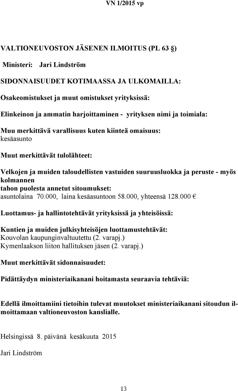 000 Kouvolan kaupunginvaltuutettu (2. varapj.