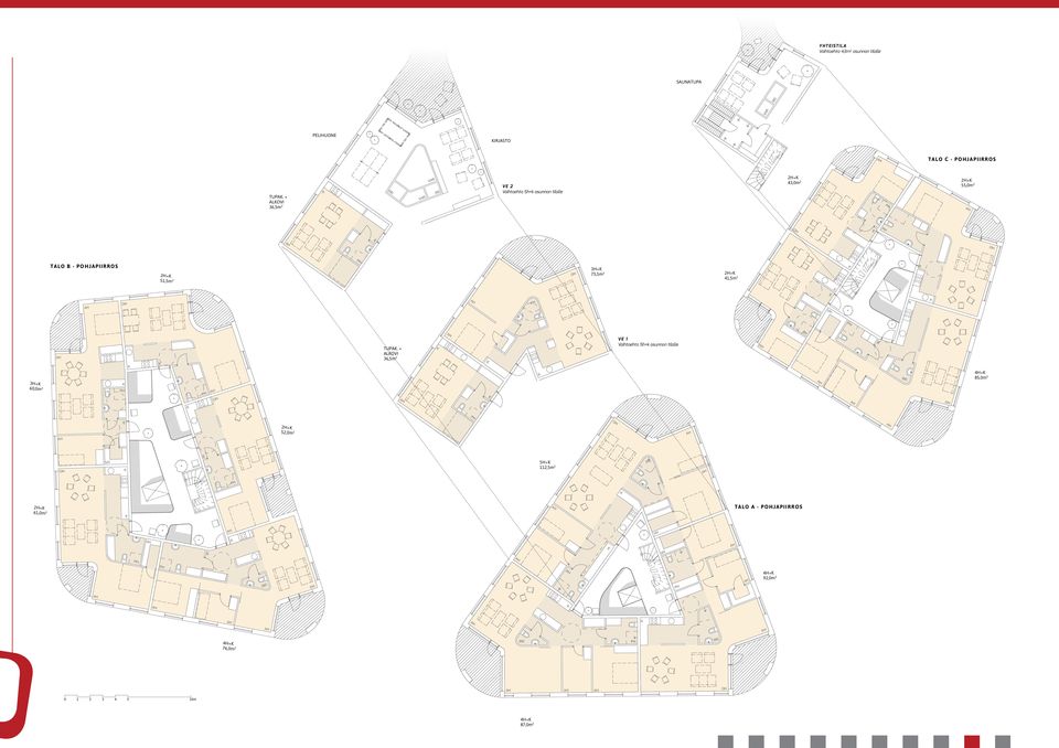 VAR. ve 2 Vaihtoehto 5h+k asunnon tilalle 43,0m 2 talo b - pohjapiirros 51,5m 2 3H+ 41,5m 2 H