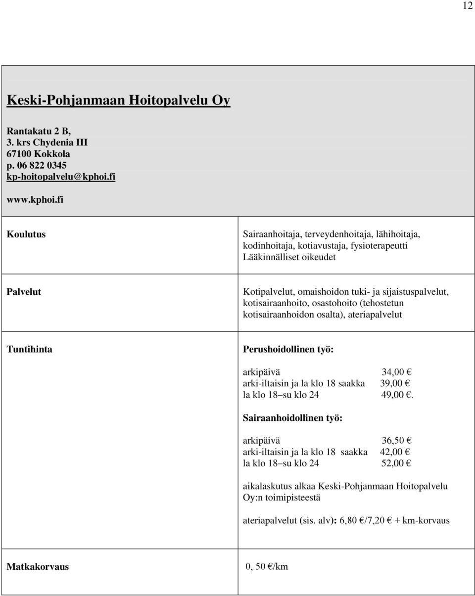 fi Sairaanhoitaja, terveydenhoitaja, lähihoitaja, kodinhoitaja, kotiavustaja, fysioterapeutti Lääkinnälliset oikeudet Kotipalvelut, omaishoidon tuki- ja sijaistuspalvelut,