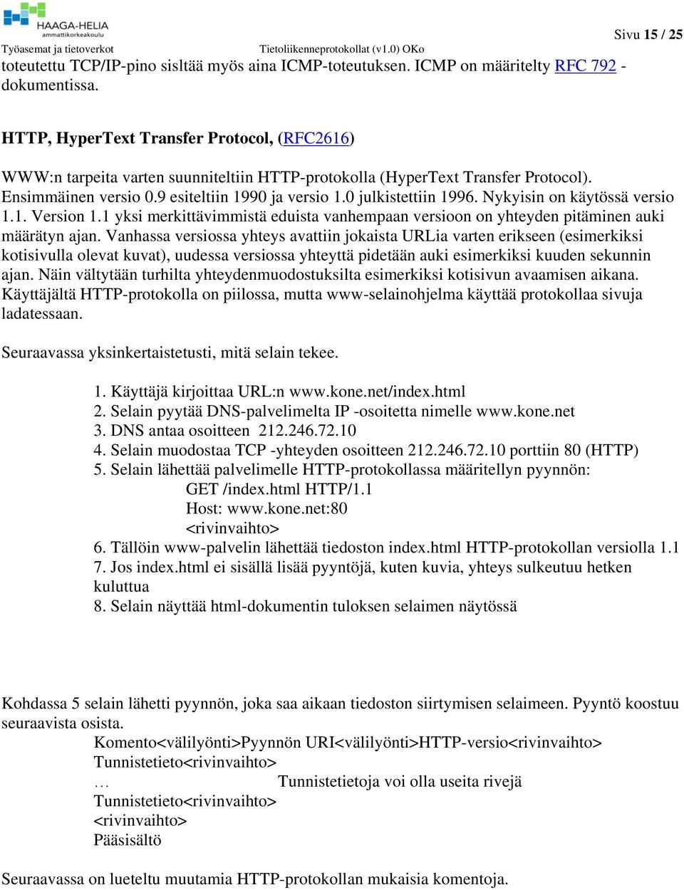 0 julkistettiin 1996. Nykyisin on käytössä versio 1.1. Version 1.1 yksi merkittävimmistä eduista vanhempaan versioon on yhteyden pitäminen auki määrätyn ajan.