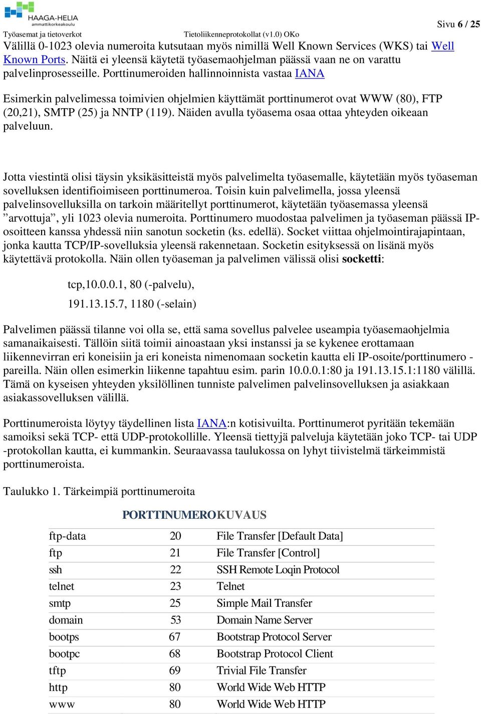 Näiden avulla työasema osaa ottaa yhteyden oikeaan palveluun.