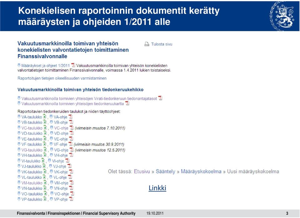 kerätty määräysten ja