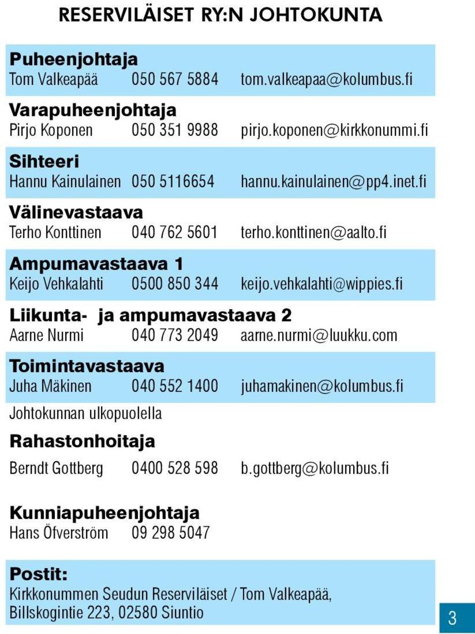 fi Ampumavastaava 1 Keijo Vehkalahti 0500 850 344 keijo.vehkalahti@wippies.fi Liikunta- ja ampumavastaava 2 Aarne Nurmi 040 773 2049 aarne.nurmi@luukku.