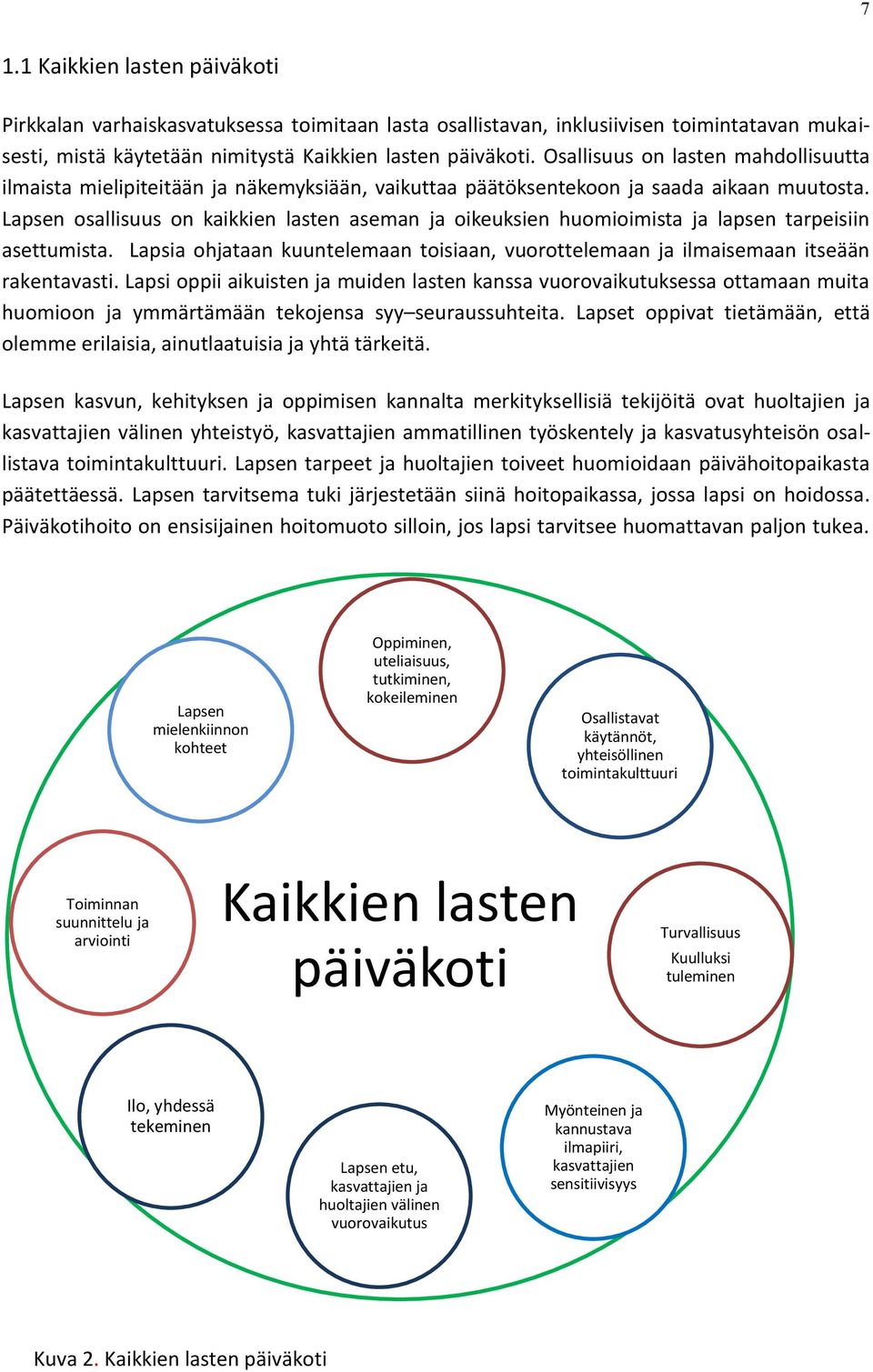 Lapsen osallisuus on kaikkien lasten aseman ja oikeuksien huomioimista ja lapsen tarpeisiin asettumista. Lapsia ohjataan kuuntelemaan toisiaan, vuorottelemaan ja ilmaisemaan itseään rakentavasti.