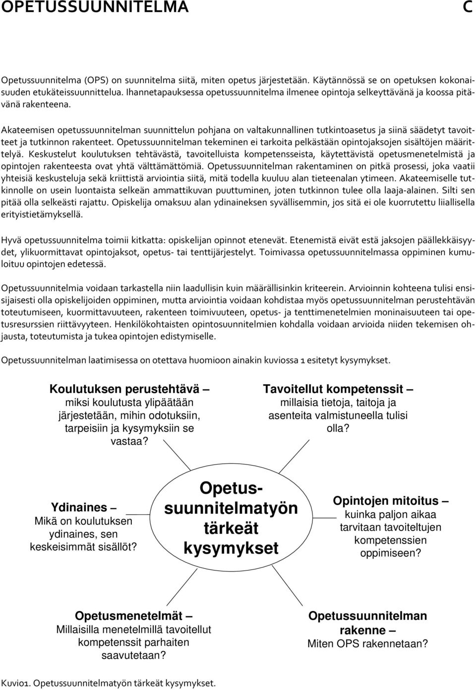 Akateemisen opetussuunnitelman suunnittelun pohjana on valtakunnallinen tutkintoasetus ja siinä säädetyt tavoitteet ja tutkinnon rakenteet.