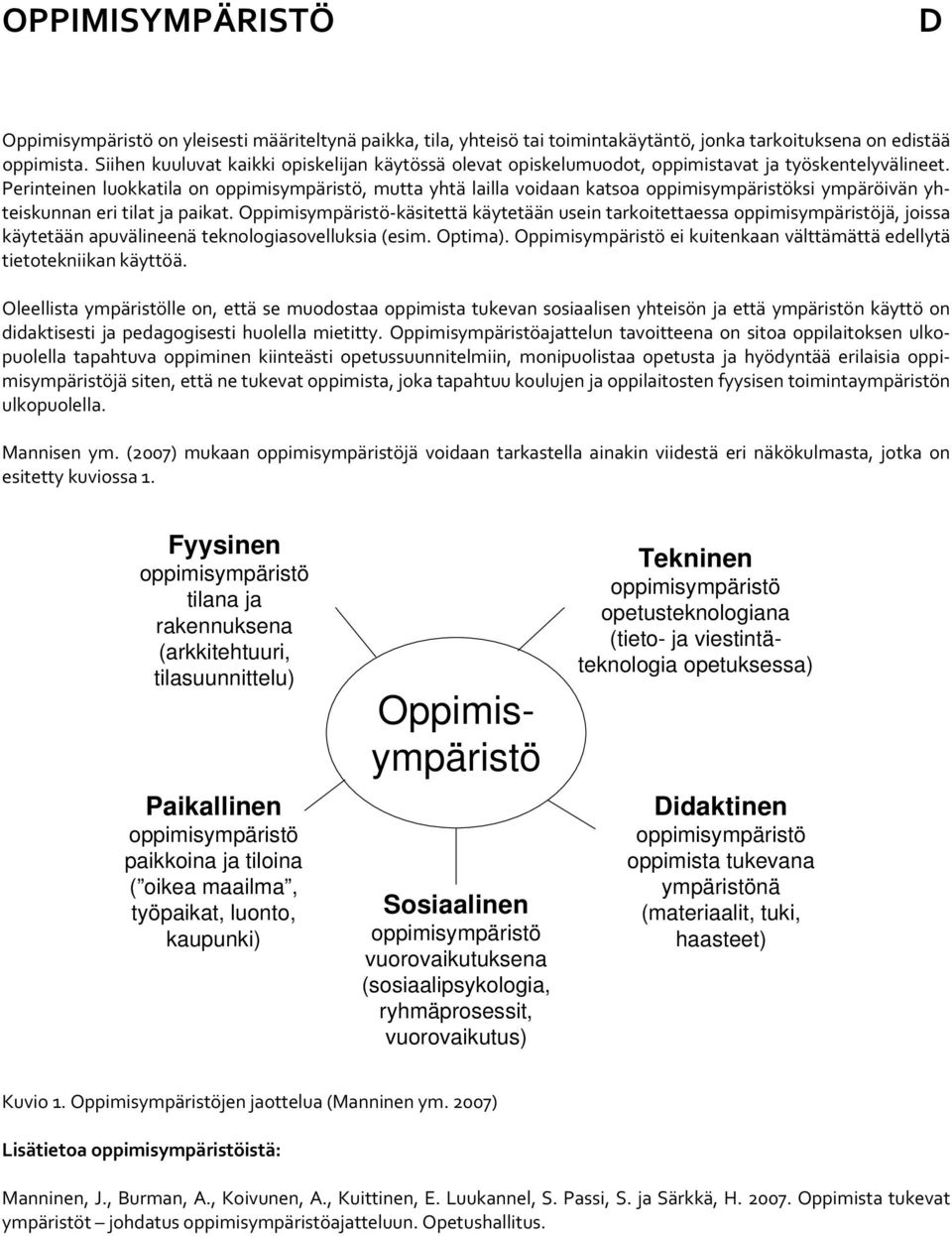 Perinteinen luokkatila on, mutta yhtä lailla voidaan katsoa ksi ympäröivän yhteiskunnan eri tilat ja paikat.