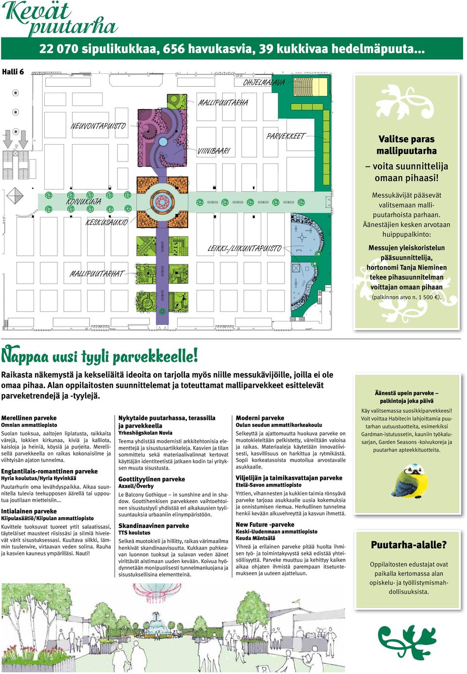 KOIVUKUJA KESKUSAUKIO Messukävijät pääsevät valitsemaan mallipuutarhoista parhaan.