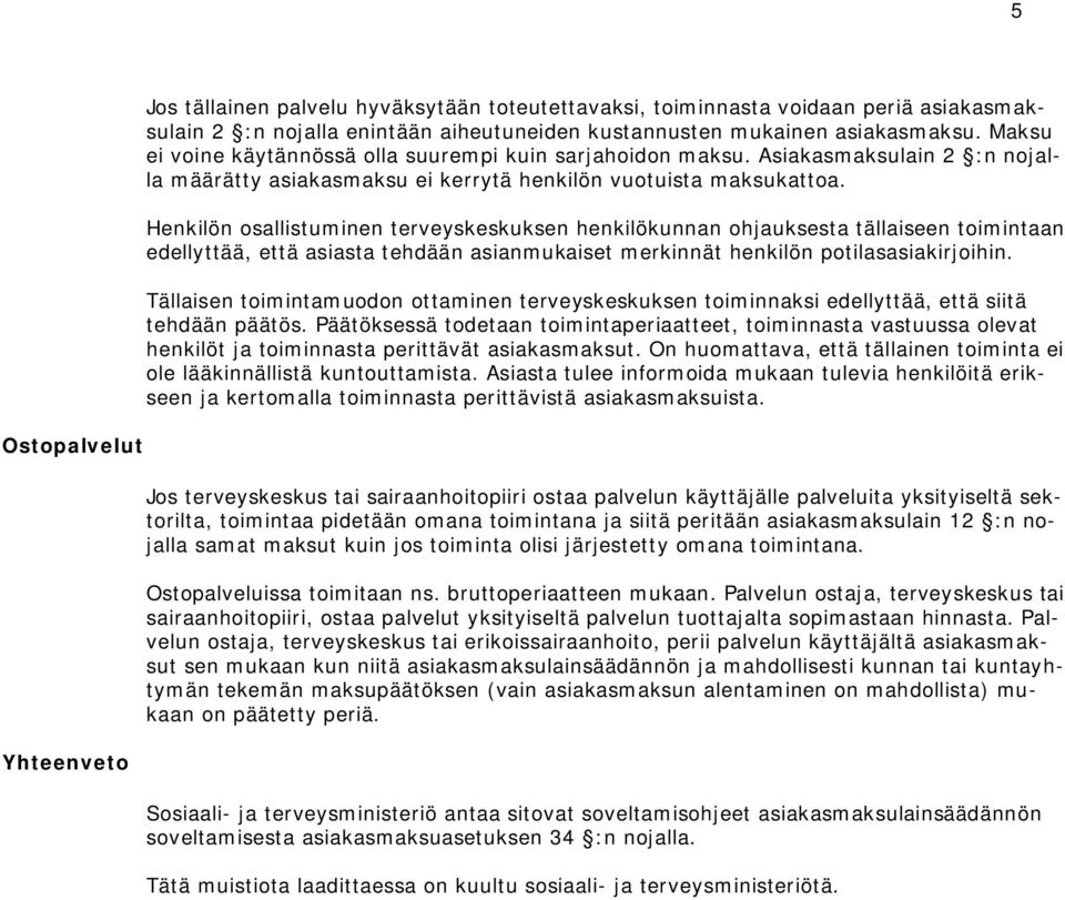 Henkilön osallistuminen terveyskeskuksen henkilökunnan ohjauksesta tällaiseen toimintaan edellyttää, että asiasta tehdään asianmukaiset merkinnät henkilön potilasasiakirjoihin.