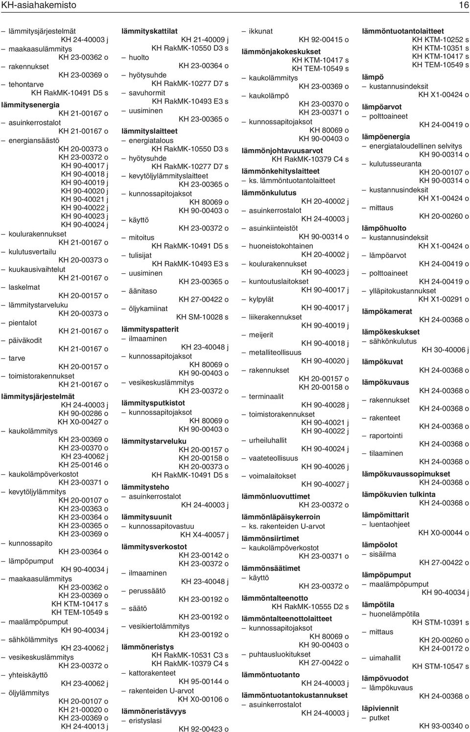 kulutusvertailu KH 20-00373 o kuukausivaihtelut KH 21-00167 o laskelmat lämmitystarveluku KH 20-00373 o pientalot KH 21-00167 o päiväkodit KH 21-00167 o tarve toimistorakennukset KH 21-00167 o