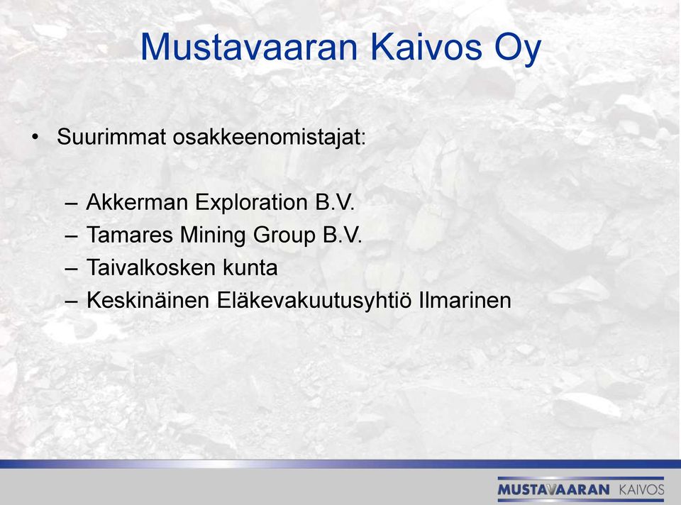 B.V. Tamares Mining Group B.V.