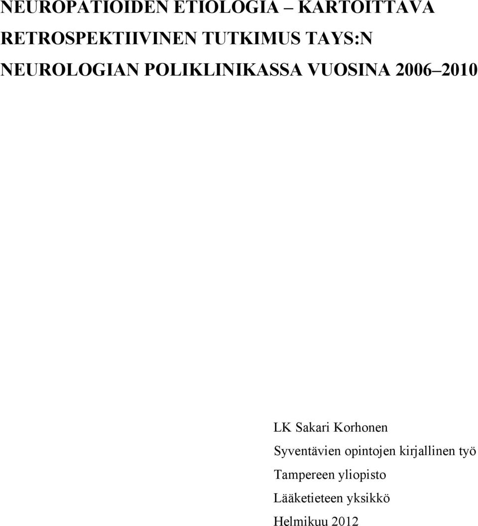 2010 LK Sakari Korhonen Syventävien opintojen