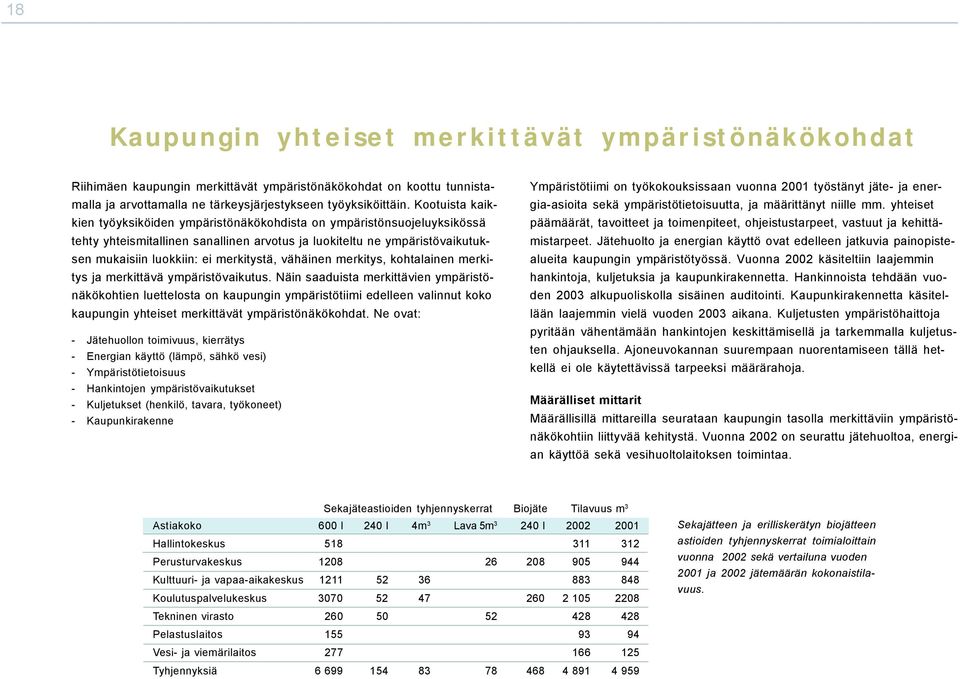 vähäinen merkitys, kohtalainen merkitys ja merkittävä ympäristövaikutus.