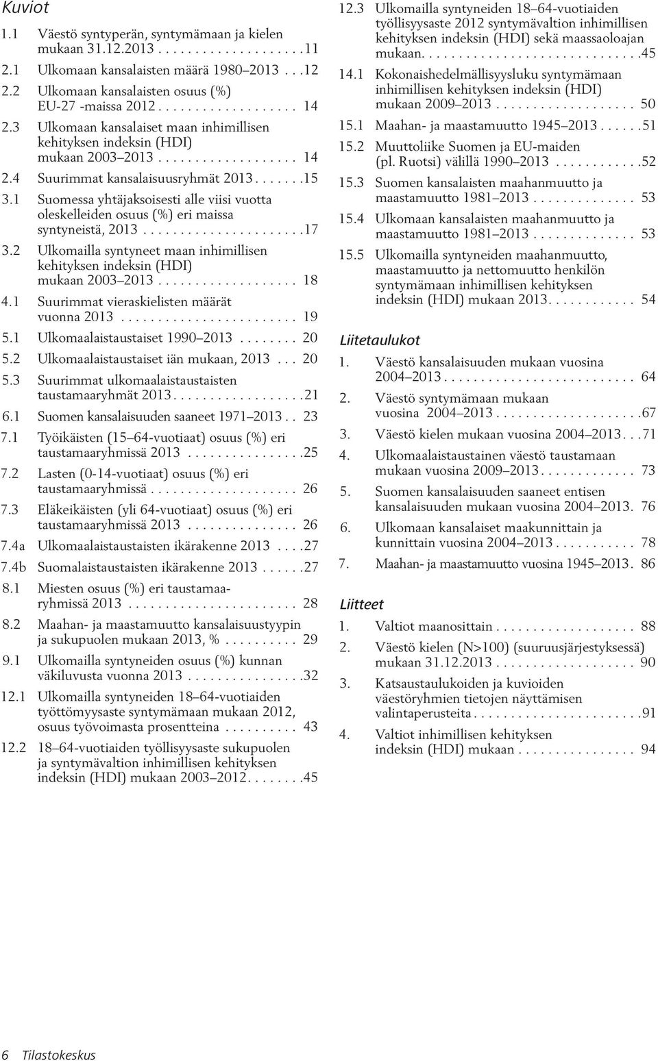 1 Suomessa yhtäjaksoisesti alle viisi vuotta oleskelleiden osuus (%) eri maissa syntyneistä, 2013......................17 3.