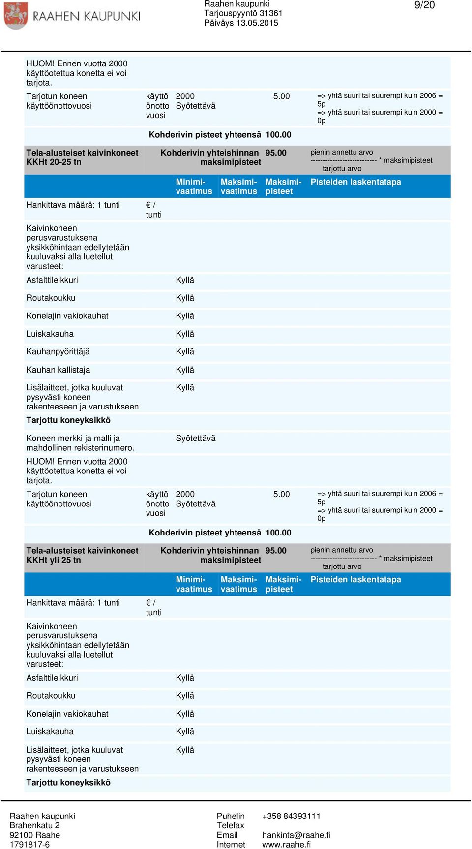 --------------------------- * Routakoukku Konelajin vakiokauhat Luiskakauha Kauhanpyörittäjä Kauhan kallistaja Lisälaitteet, jotka kuuluvat pysyvästi koneen rakenteeseen ja varustukseen HUOM!