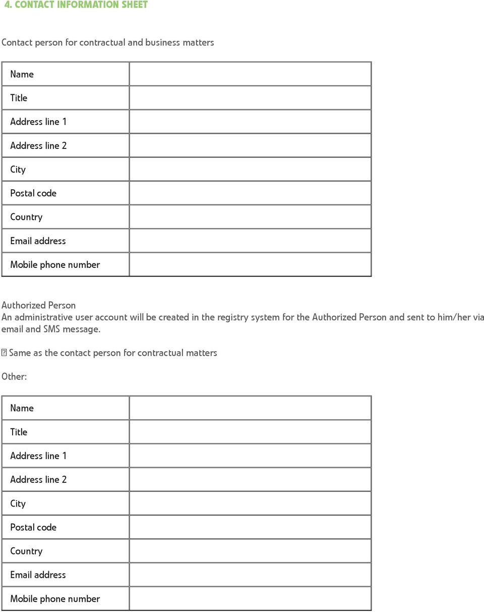 in the registry system for the Authorized Person and sent to him/her via email and SMS message.