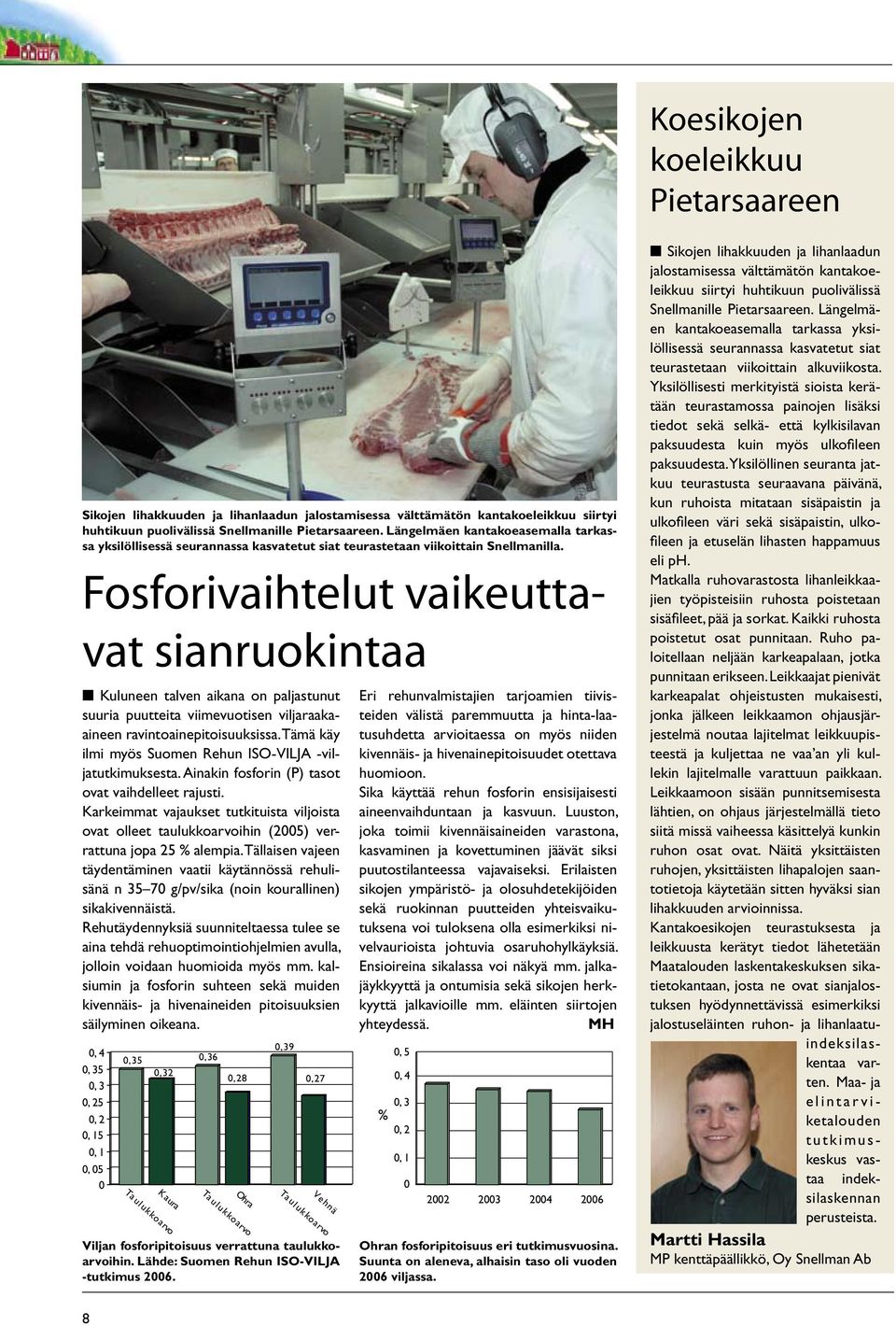 Fosforivaihtelut vaikeuttavat sianruokintaa Kuluneen talven aikana on paljastunut suuria puutteita viimevuotisen viljaraakaaineen ravintoainepitoisuuksissa.