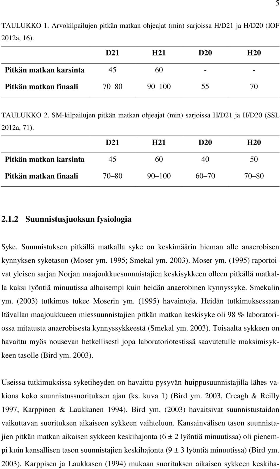 D21 H21 D20 H20 Pitkän matkan karsinta 45 60 40 50 Pitkän matkan finaali 70 80 90 100 60 70 70 80 2.1.2 Suunnistusjuoksun fysiologia Syke.