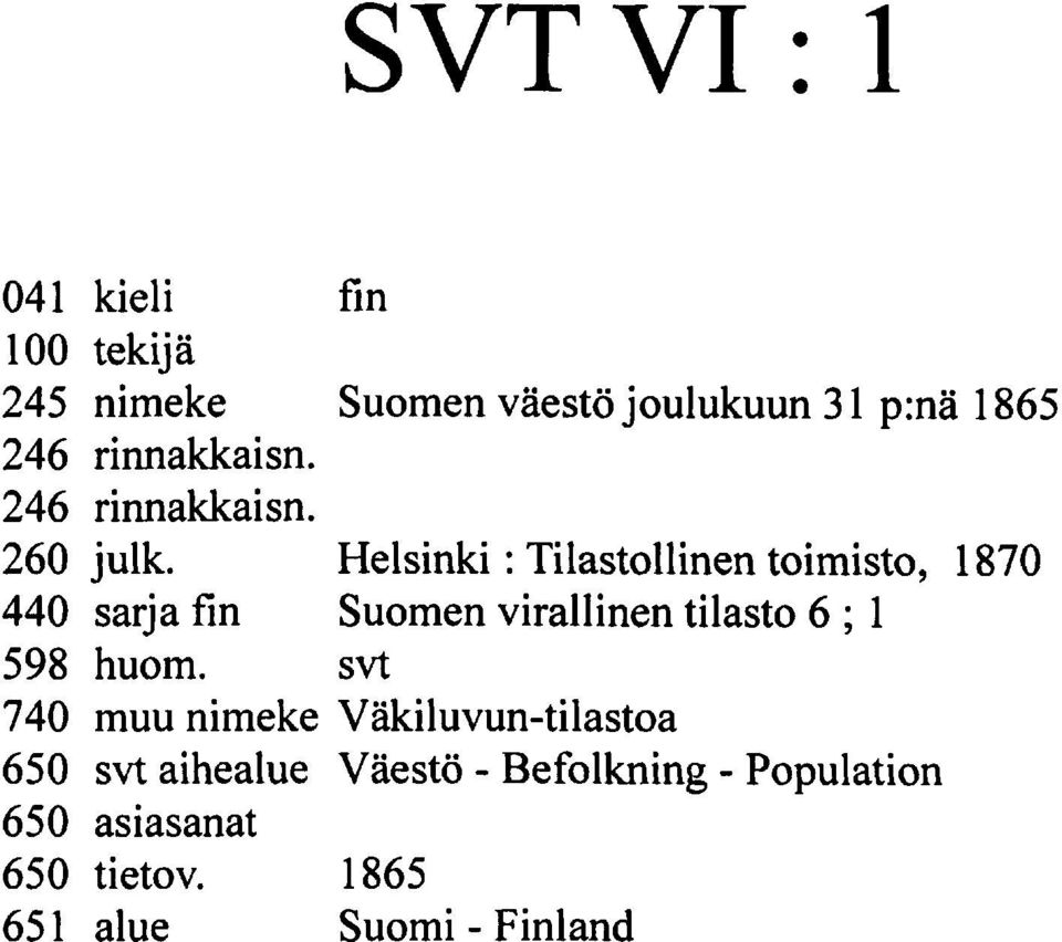 Helsinki : Tilastollinen toimisto, 870 440 sarja fin Suomen virallinen tilasto 6 ; 598