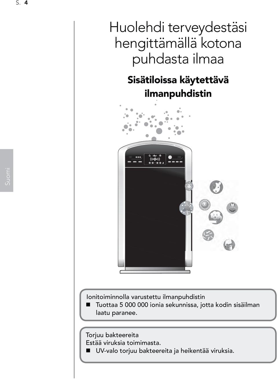 000 000 ionia sekunnissa, jotta kodin sisäilman laatu paranee.