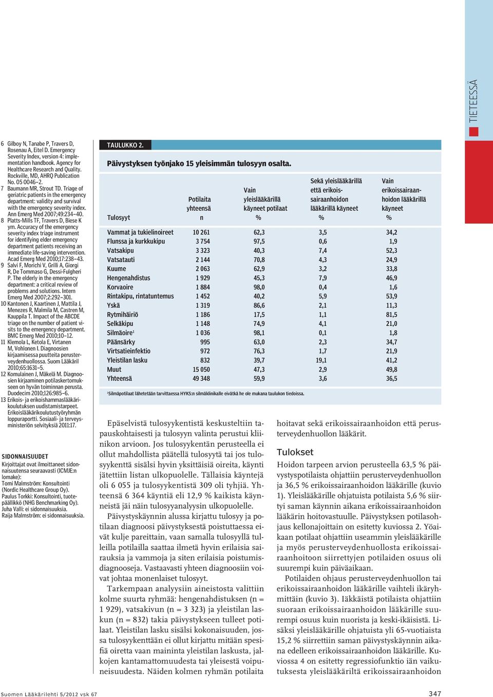 Ann Emerg Med 2007;49:234 40. 8 Platts-Mills TF, Travers D, Biese K ym.