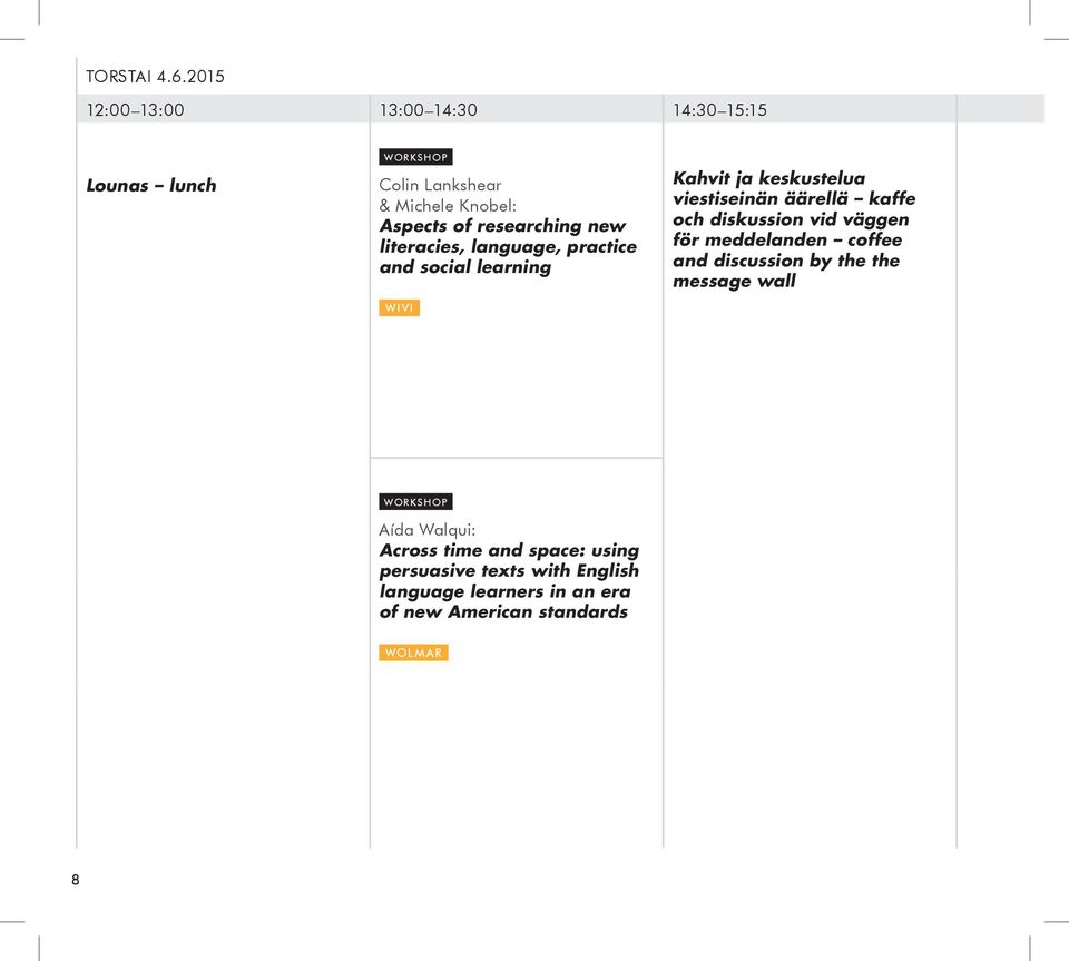 researching new literacies, language, practice and social learning wivi Kahvit ja keskustelua viestiseinän äärellä