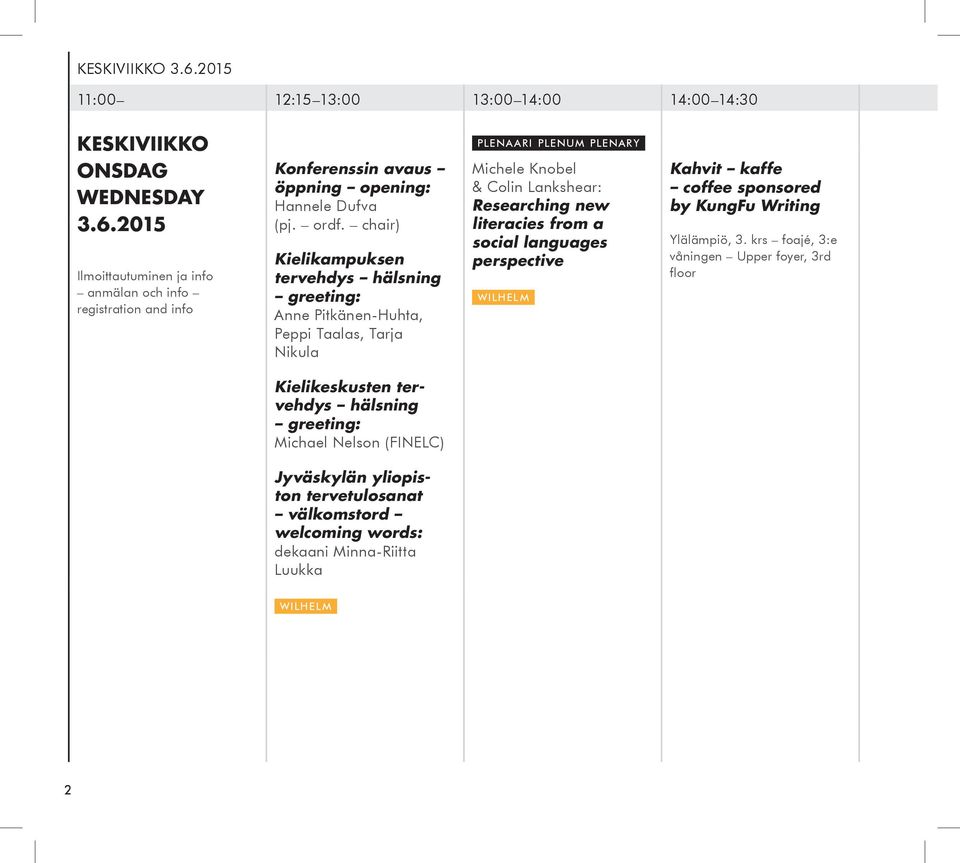 literacies from a social languages perspective wilhelm Kahvit kaffe coffee sponsored by KungFu Writing Ylälämpiö, 3.