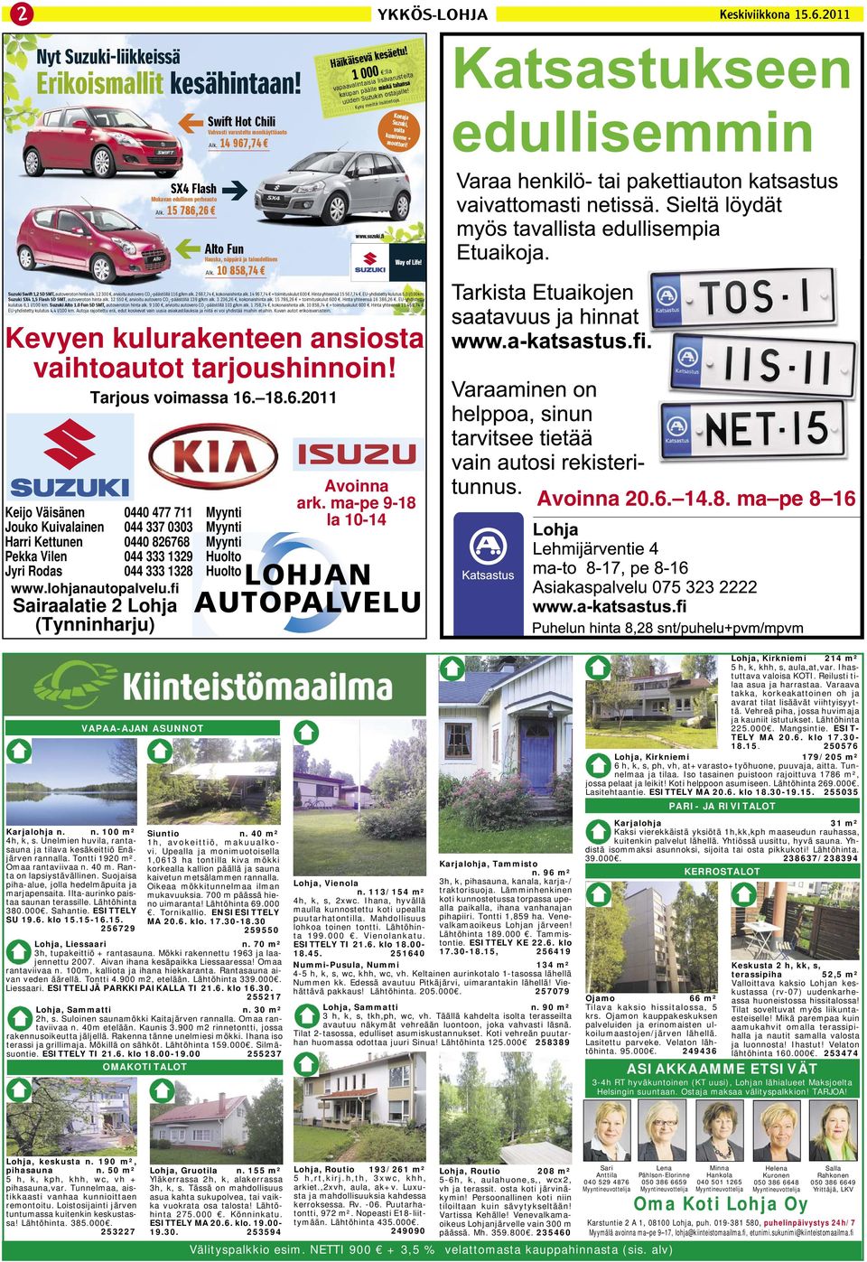 SX4 Flash Mukavan edullinen perheauto Alk. 15 786,26 Alto Fun Hauska, näppärä ja taloudellinen Alk. 10 858,74 MEauto Espoo Kuitinmäentie 30, puh. 0207 612 612, Ma-Pe 8-19, La 10-15 www.suzuki.