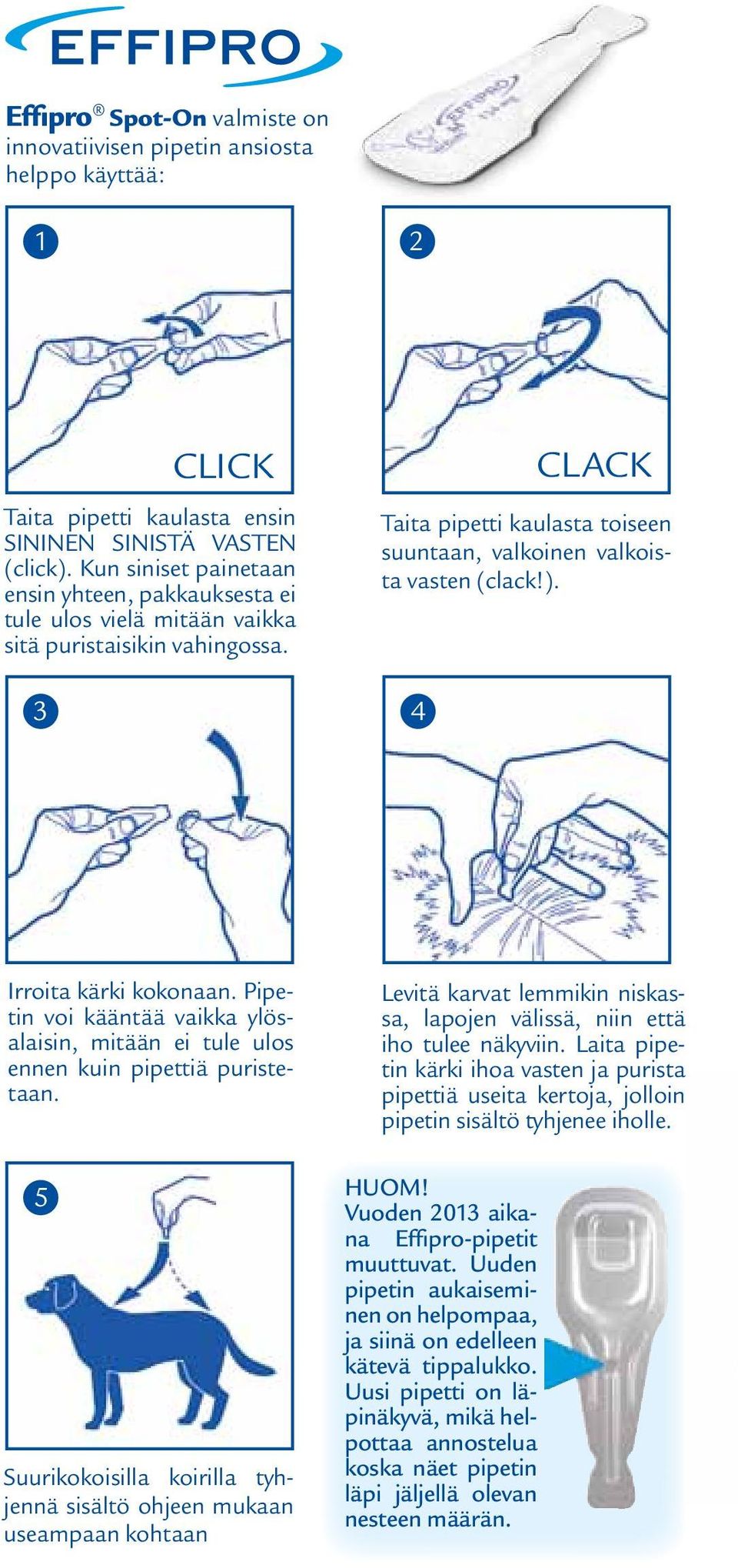 irroita kärki kokonaan. Pipetin voi kääntää vaikka ylösalaisin, mitään ei tule ulos ennen kuin pipettiä puristetaan.