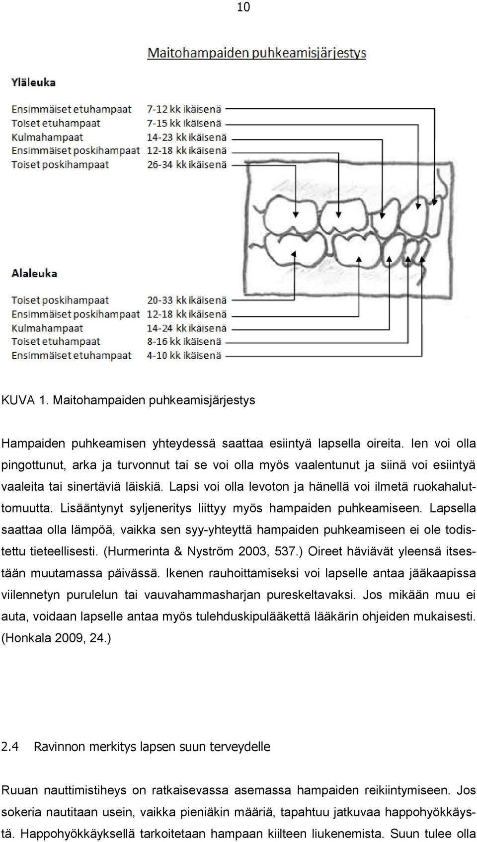 Lisääntynyt syljeneritys liittyy myös hampaiden puhkeamiseen. Lapsella saattaa olla lämpöä, vaikka sen syy-yhteyttä hampaiden puhkeamiseen ei ole todistettu tieteellisesti.