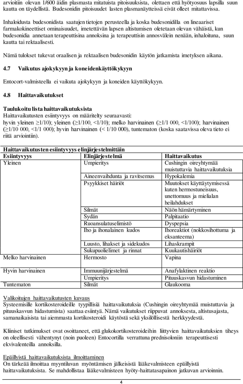 Inhaloidusta budesonidista saatujen tietojen perusteella ja koska budesonidilla on lineaariset farmakokineettiset ominaisuudet, imetettävän lapsen altistumisen oletetaan olevan vähäistä, kun