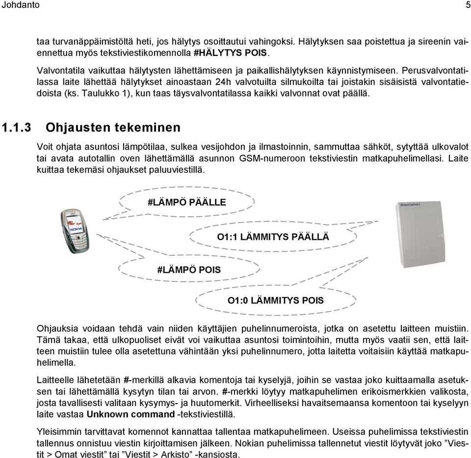 Perusvalvontatilassa laite lähettää hälytykset ainoastaan 24h valvotuilta silmukoilta tai joistakin sisäisistä valvontatiedoista (ks.