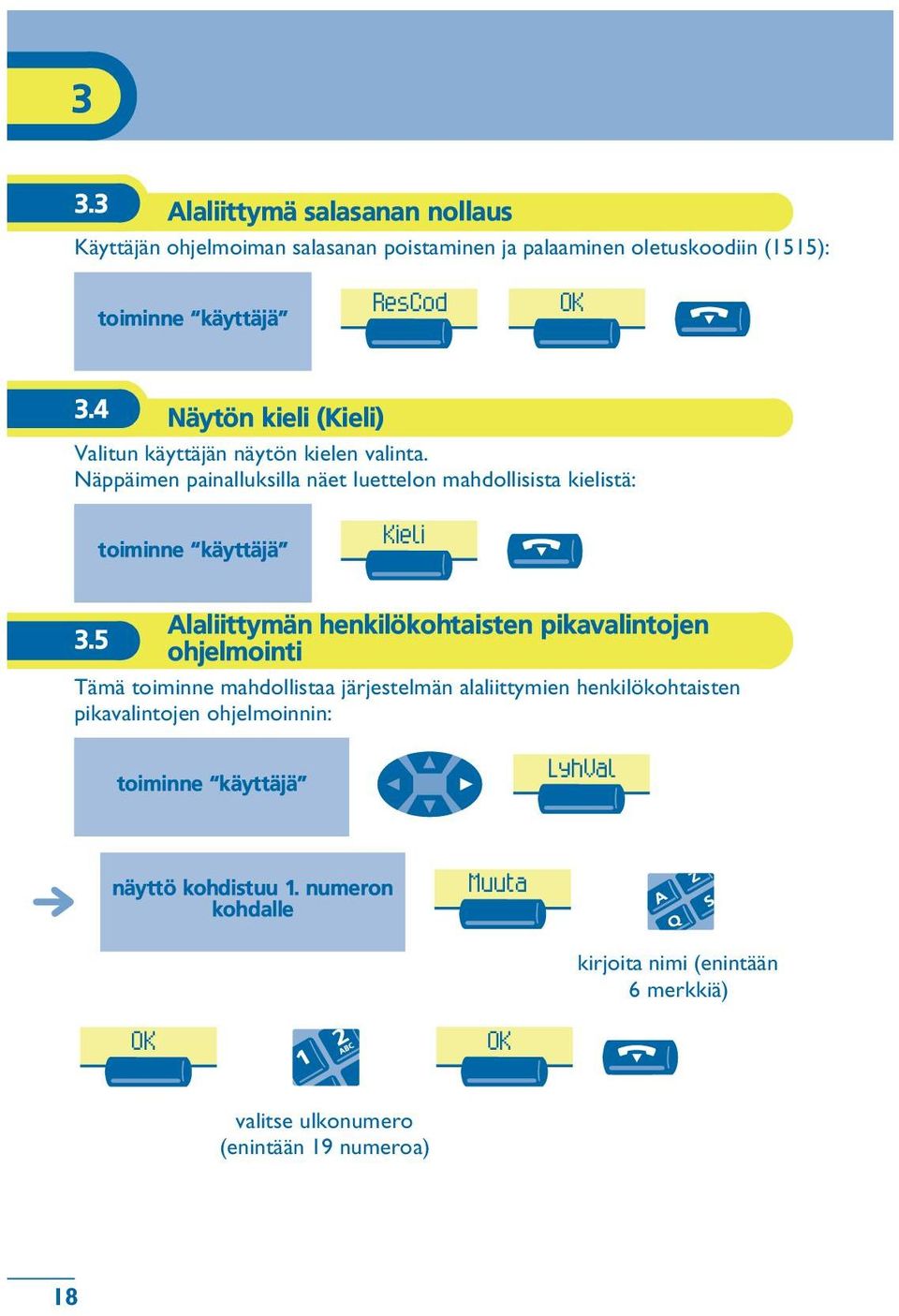 Näppäimen painalluksilla näet luettelon mahdollisista kielistä: toiminne käyttäjä Kieli Alaliittymän henkilökohsten pikavalintojen 3.