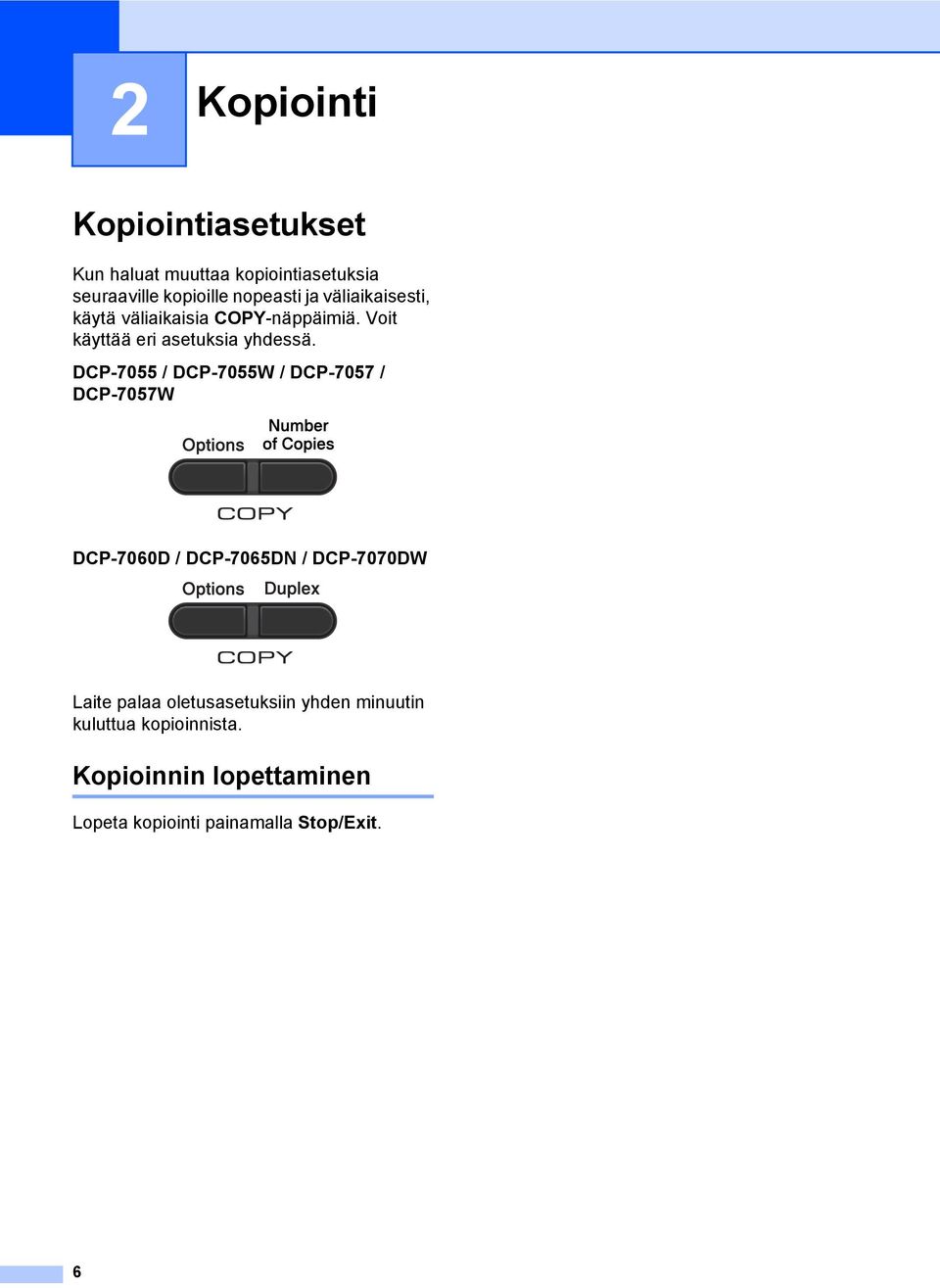 DCP-7055 / DCP-7055W / DCP-7057 / DCP-7057W DCP-7060D / DCP-7065DN / DCP-7070DW Laite palaa
