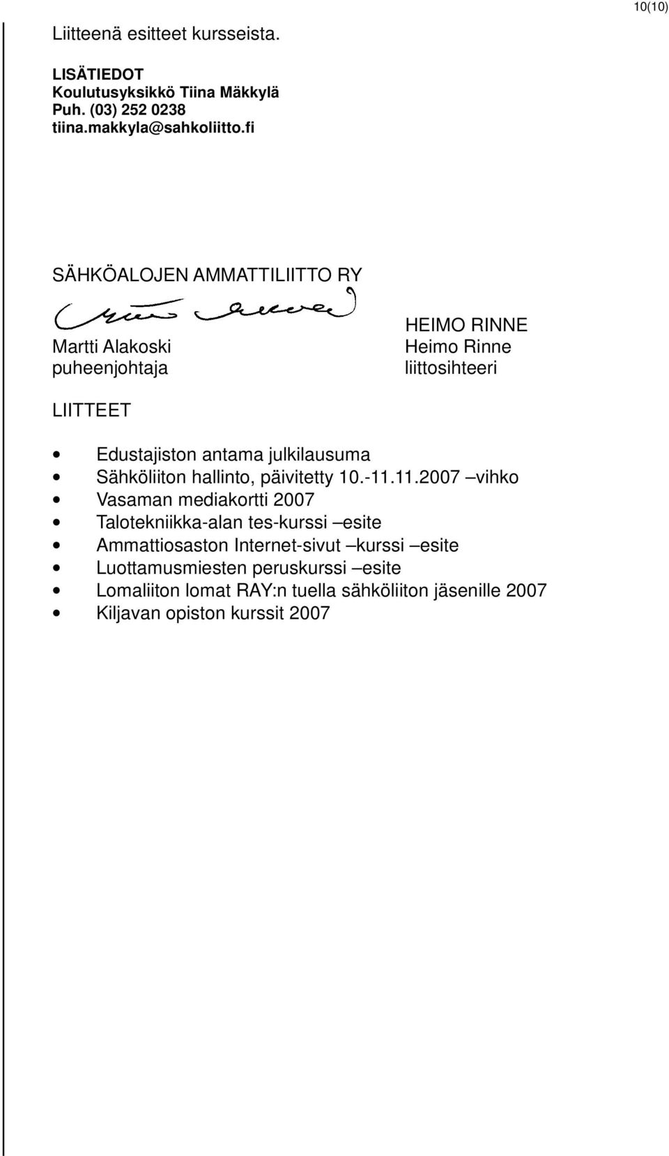 julkilausuma Sähköliiton hallinto, päivitetty 10.-11.