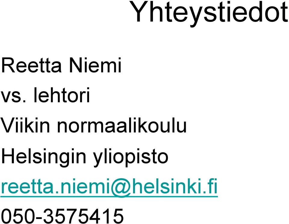 Helsingin yliopisto reetta.