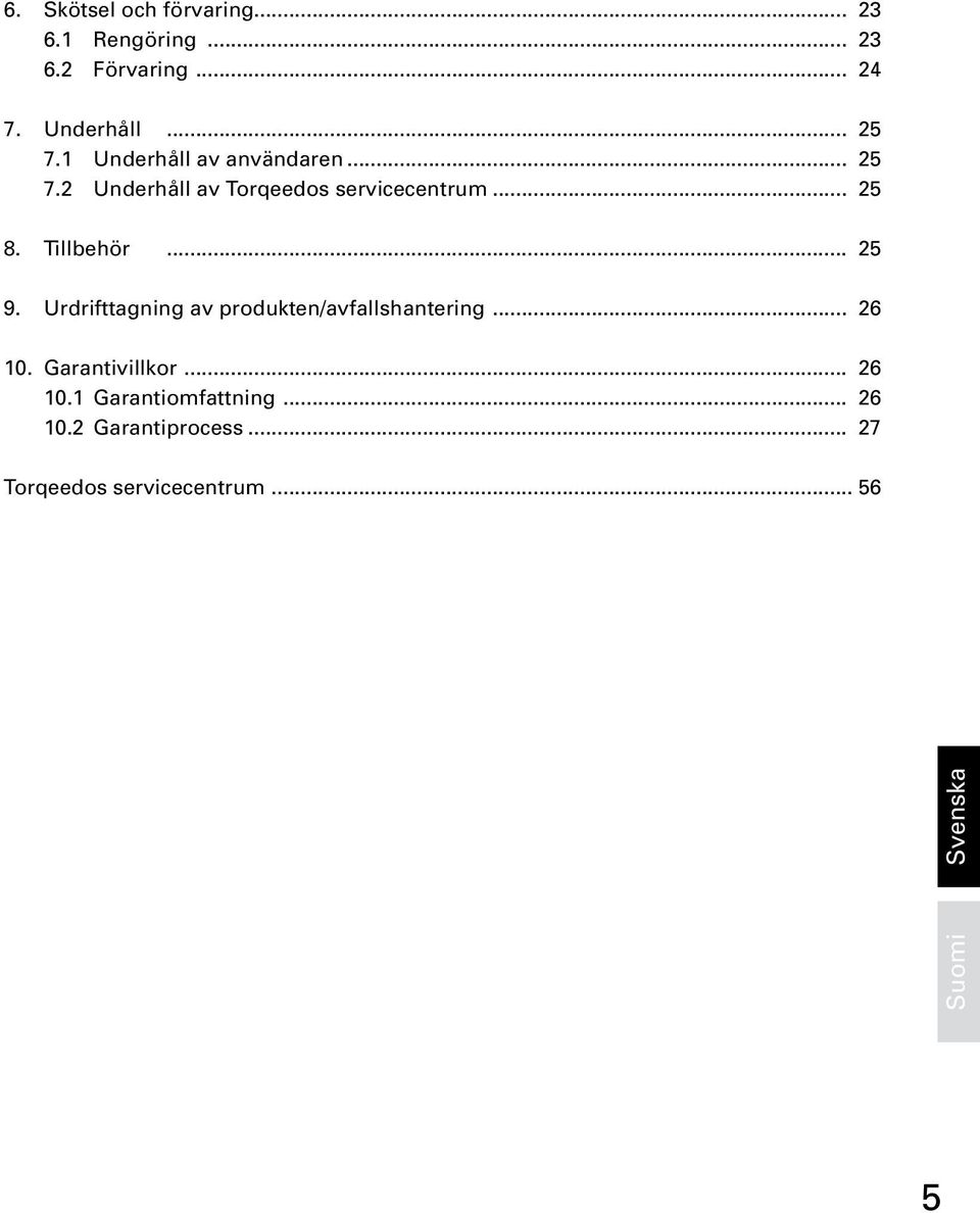 Tillbehör... 25 9. Urdrifttagning av produkten/avfallshantering... 26 10. Garantivillkor.