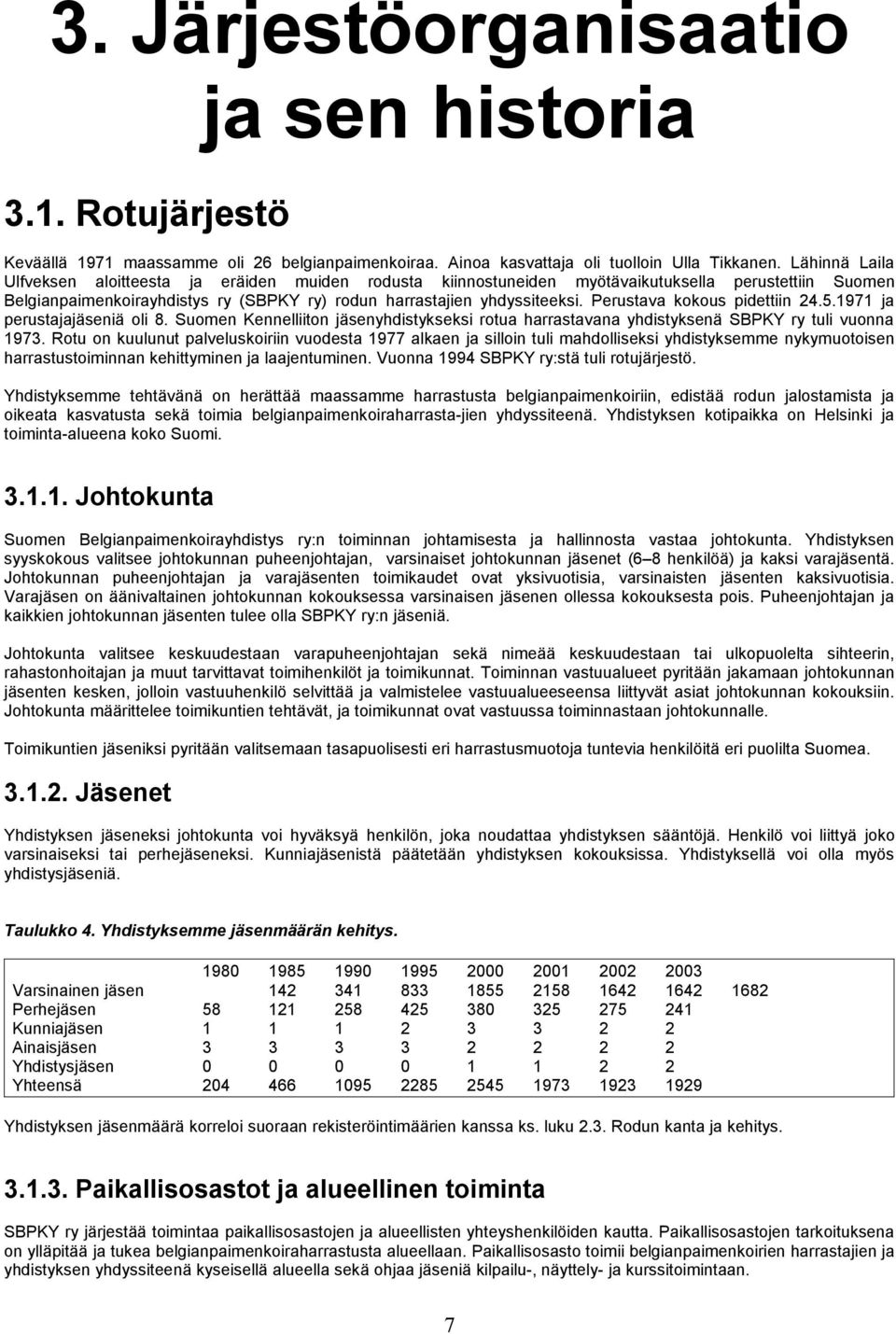 Perustava kokous pidettiin 24.5.1971 ja perustajajäseniä oli 8. Suomen Kennelliiton jäsenyhdistykseksi rotua harrastavana yhdistyksenä SBPKY ry tuli vuonna 1973.