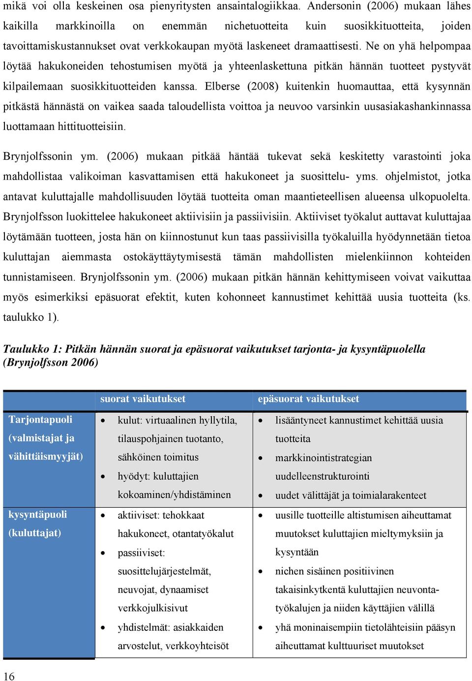 Ne on yhä helpompaa löytää hakukoneiden tehostumisen myötä ja yhteenlaskettuna pitkän hännän tuotteet pystyvät kilpailemaan suosikkituotteiden kanssa.