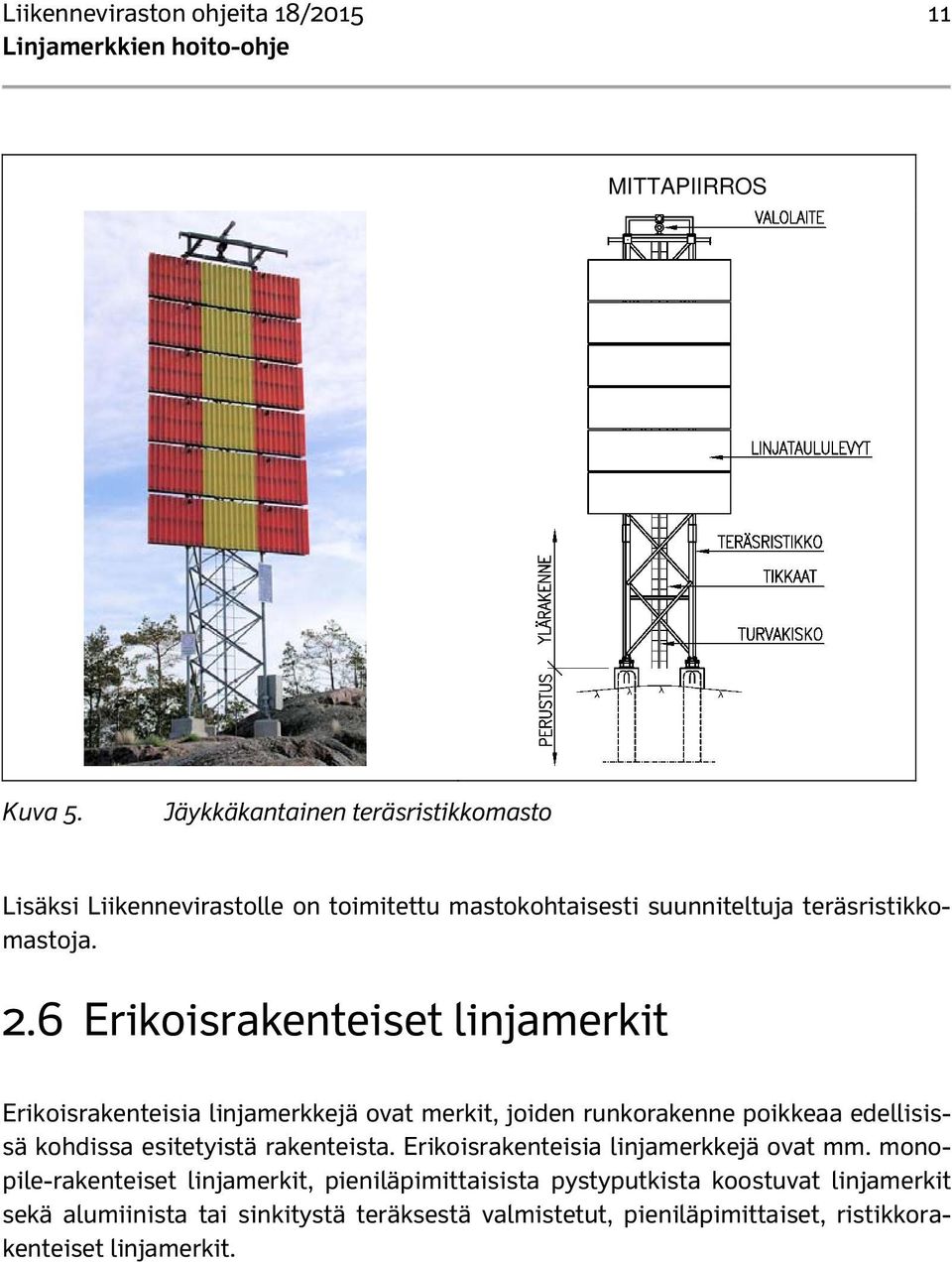 6 Erikoisrakenteiset linjamerkit Erikoisrakenteisia linjamerkkejä ovat merkit, joiden runkorakenne poikkeaa edellisissä kohdissa esitetyistä