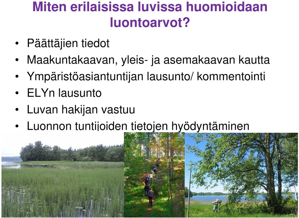kautta Ympäristöasiantuntijan lausunto/ kommentointi ELYn