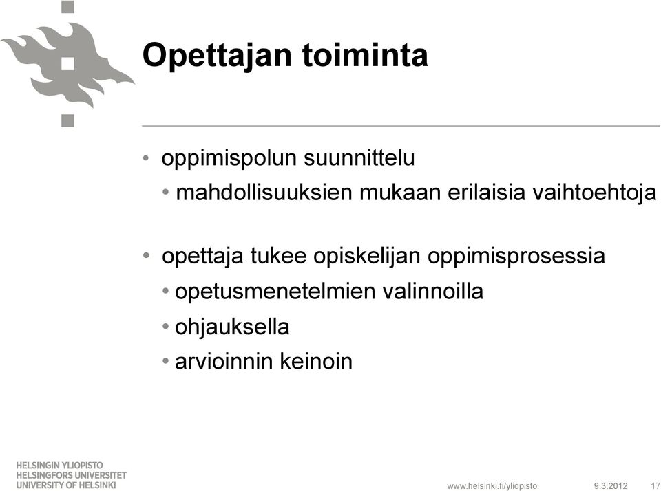 opettaja tukee opiskelijan oppimisprosessia