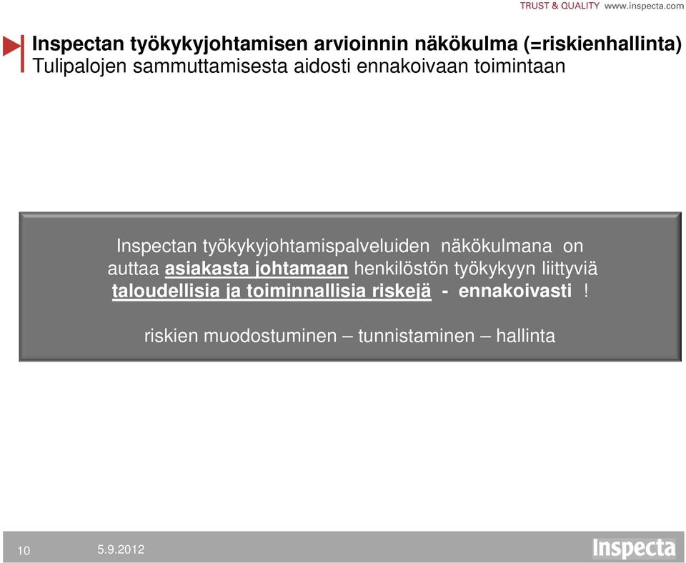 näkökulmana on auttaa asiakasta johtamaan henkilöstön työkykyyn liittyviä