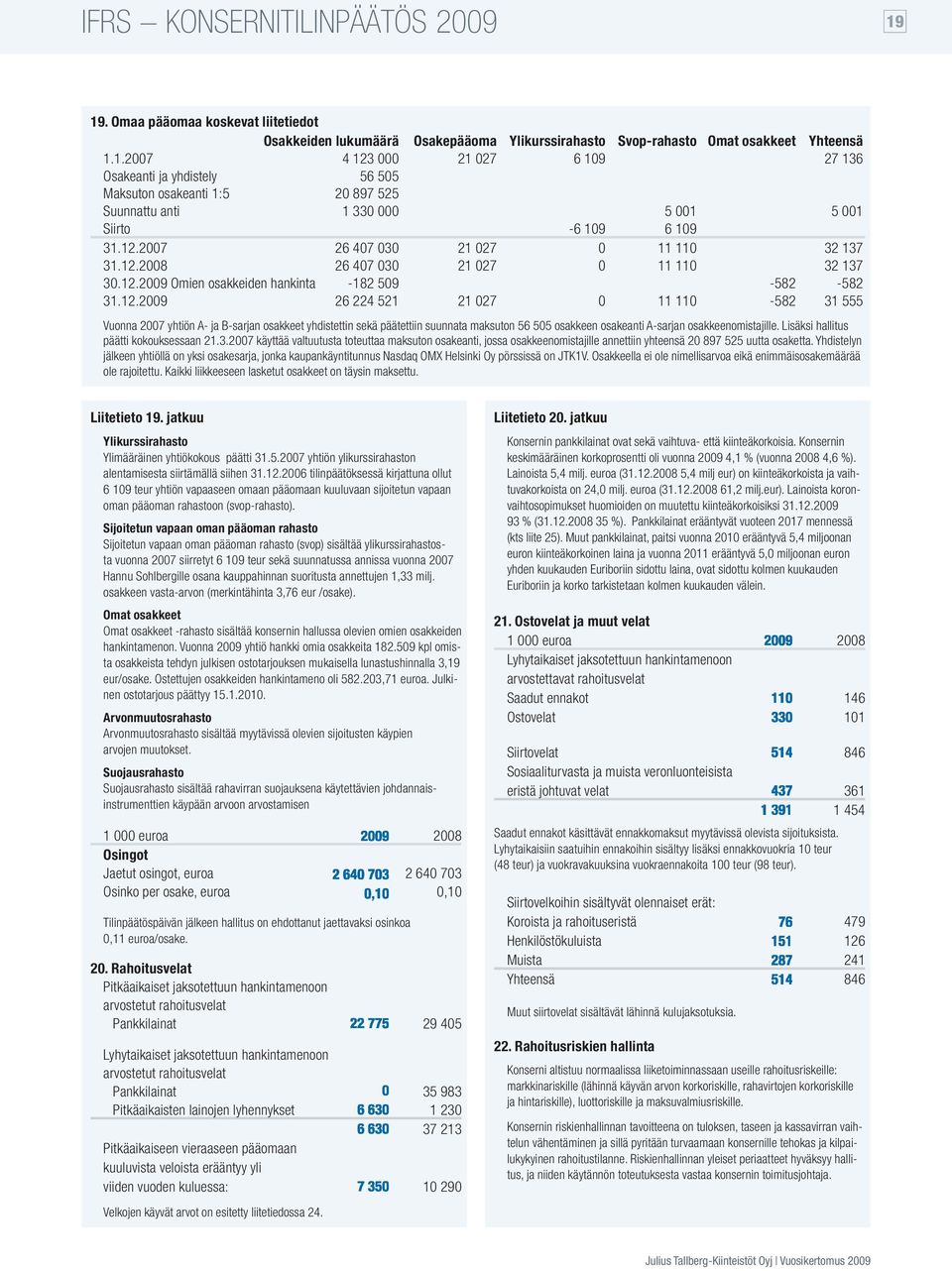 Lisäksi hallitus päätti kokouksessaan 21.3.2007 käyttää valtuutusta toteuttaa maksuton osakeanti, jossa osakkeenomistajille annettiin yhteensä 20 897 525 uutta osaketta.