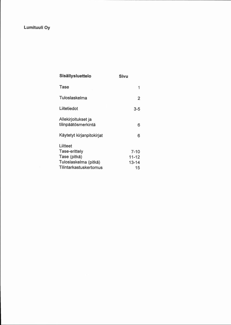 kirjanpitokirjat Liitteet Tase-erittely Tase (pitkai)