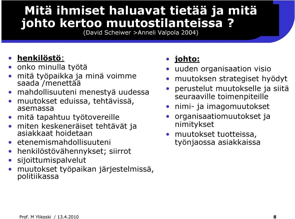 asemassa mitä tapahtuu työtovereille miten keskeneräiset tehtävät ja asiakkaat hoidetaan etenemismahdollisuuteni henkilöstövähennykset; siirrot sijoittumispalvelut muutokset