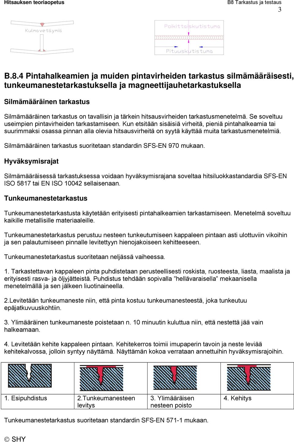 tärkein hitsausvirheiden tarkastusmenetelmä. Se soveltuu useimpien pintavirheiden tarkastamiseen.