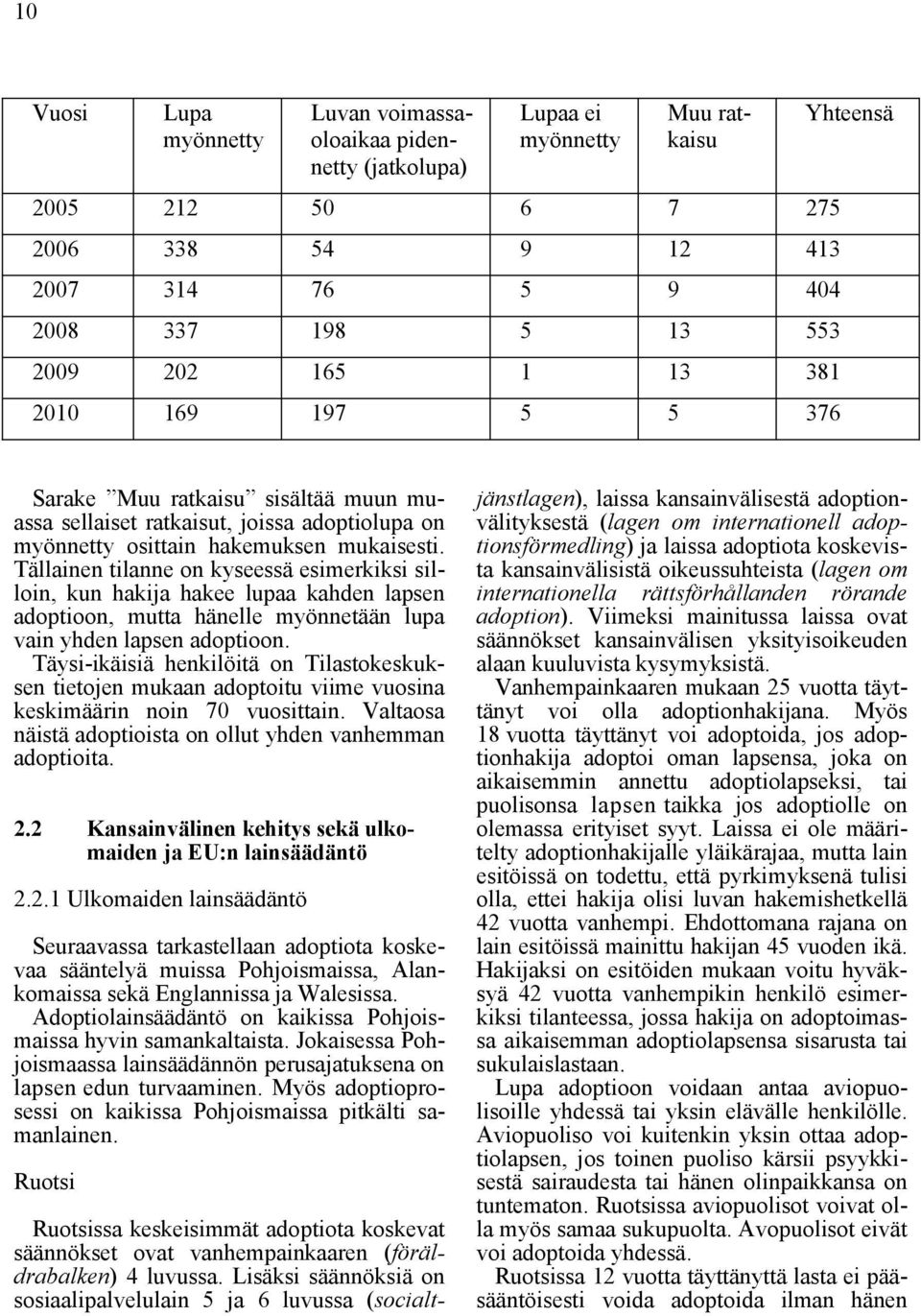 Tällainen tilanne on kyseessä esimerkiksi silloin, kun hakija hakee lupaa kahden lapsen adoptioon, mutta hänelle myönnetään lupa vain yhden lapsen adoptioon.