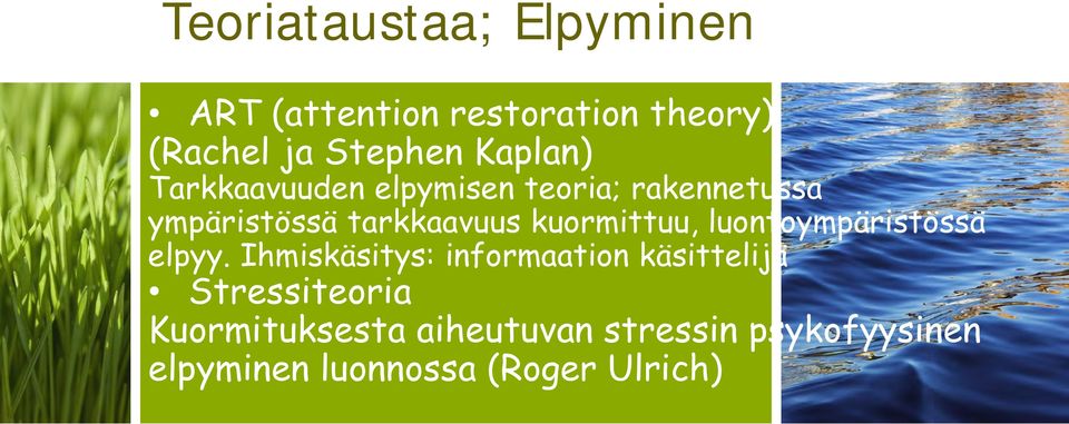 kuormittuu, luontoympäristössä elpyy.