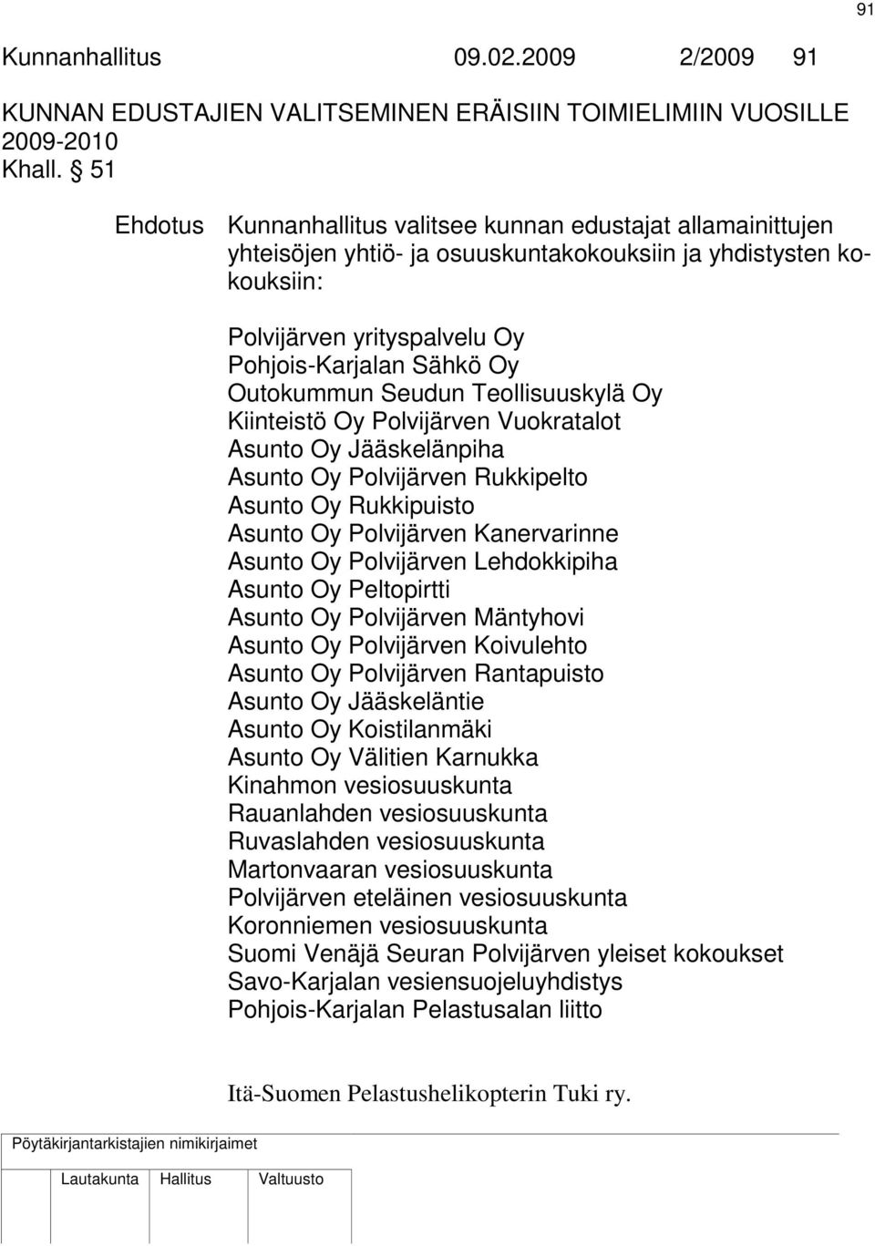 Outokummun Seudun Teollisuuskylä Oy Kiinteistö Oy Polvijärven Vuokratalot Asunto Oy Jääskelänpiha Asunto Oy Polvijärven Rukkipelto Asunto Oy Rukkipuisto Asunto Oy Polvijärven Kanervarinne Asunto Oy